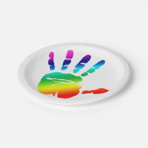 Plato De Papel Placa de mano arco iris