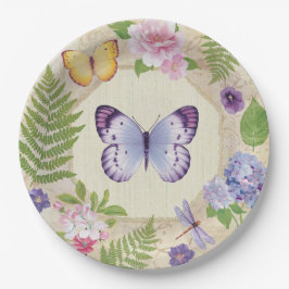 Plato De Papel Placa de mariposas en primavera