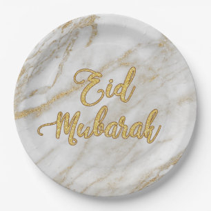 Plato De Papel Placa de mármol 9" del oro 2 de Eid