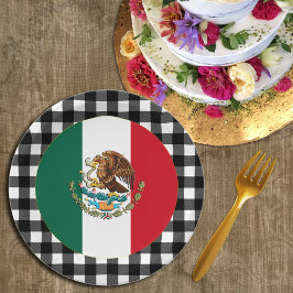Plato De Papel Placa de México, manta de búfalo y bandera mexican