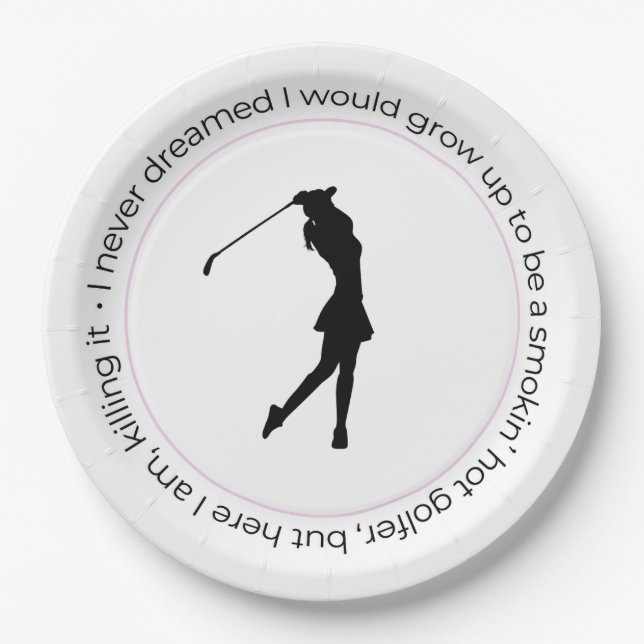 Plato De Papel Placa de mujer de golf (Anverso)