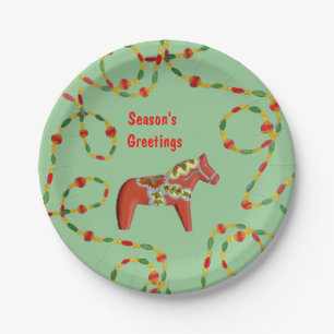 Plato De Papel Placa de Navidades de caballos de Dala