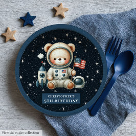 Plato De Papel Placa de oso espacial personalizado para ducha de