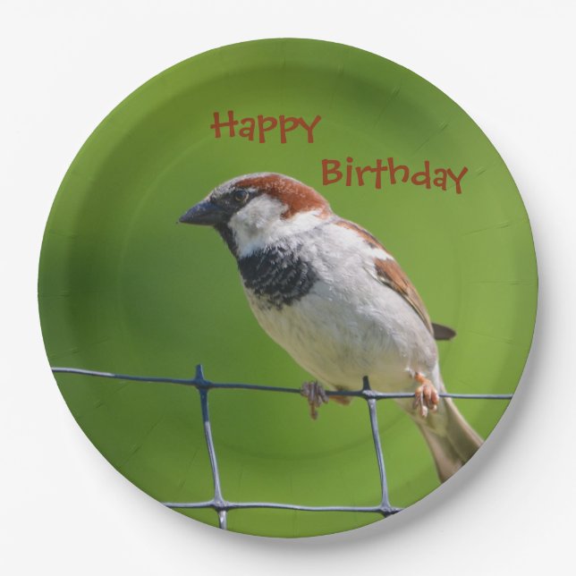 Plato De Papel Placa de pájaro feliz (Anverso)