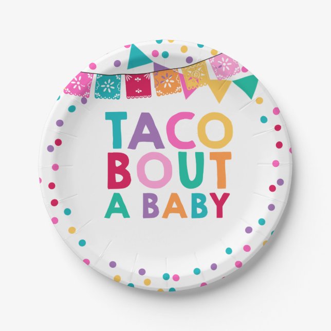 Plato De Papel Placa de papel 7" de Baby Shower de la fiesta (Anverso)