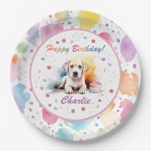 Plato De Papel Placa de papel acuarela de Labrador Retriever