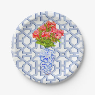 Plato De Papel Placa de papel acuarela Floral Trellis