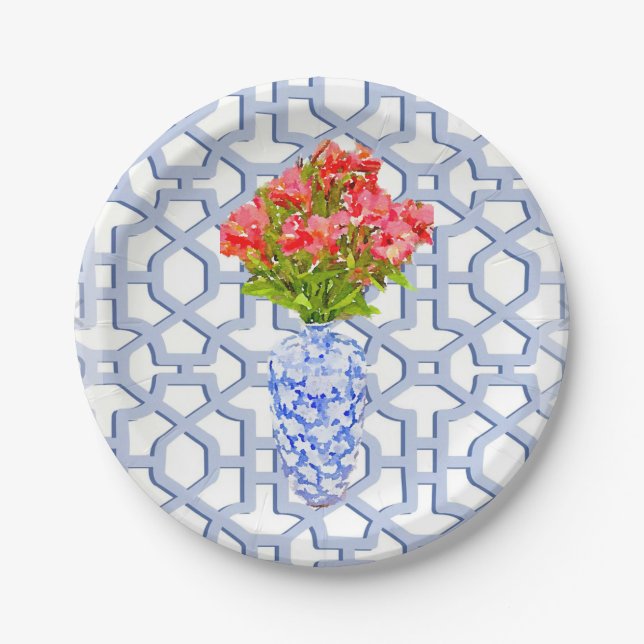 Plato De Papel Placa de papel acuarela Floral Trellis (Anverso)