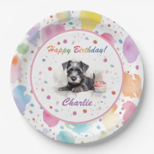 Plato De Papel Placa de papel acuático Schnauzer en miniatura