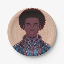 Placa de papel Afrofuturista King de 7"