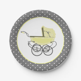 Plato De Papel Placa de papel amarilla elegante de Baby Shower
