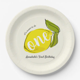 Plato De Papel Placa de papel amarillo ligero de limón de 1 cumpl