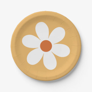 Plato De Papel Placa de papel amarillo Retro Daisy Boho