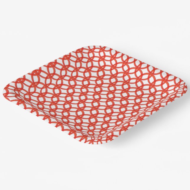Plato De Papel Placa de papel - Anillos rojos interbloqueados (Angular)