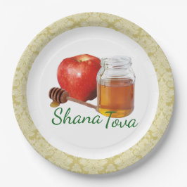 Plato De Papel Placa de papel Apple Honey Brocade Rosh Hashanah