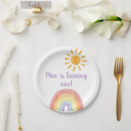 Plato De Papel Placa De Papel Arcoiris Y Arcoiris Boho
