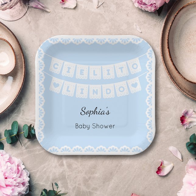 Plato De Papel Placa de papel azul de Cielito Lindo Baby Shower (Subido por el creador)