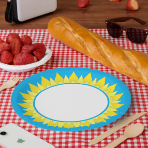 Plato De Papel Placa de papel azul de Sun Sky