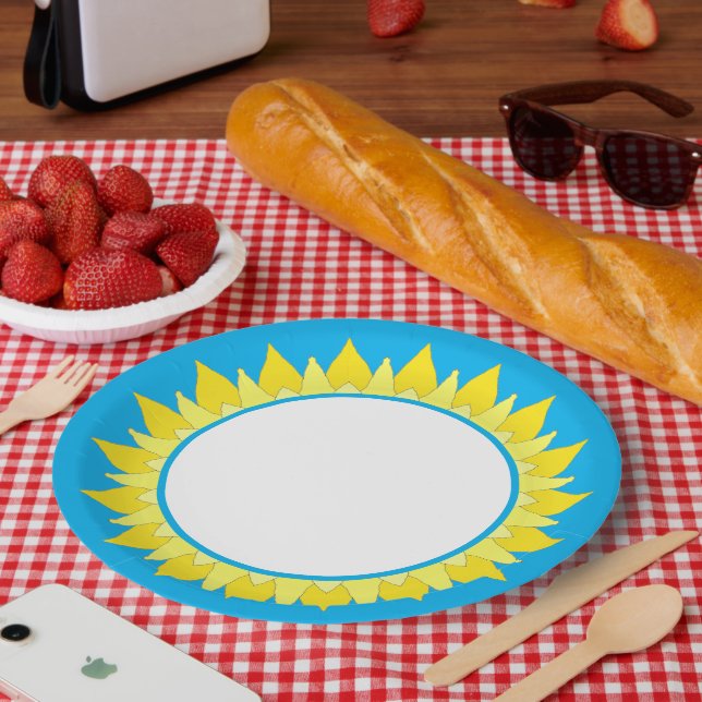 Plato De Papel Placa de papel azul de Sun Sky (Picnic)