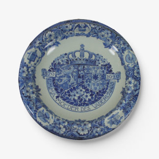 PLATO DE PAPEL PLACA DE PAPEL AZUL DELFT ESCUDO DE HOLANDA