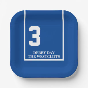 Plato De Papel Placa de papel azul Derby Fiesta personalizada Cab