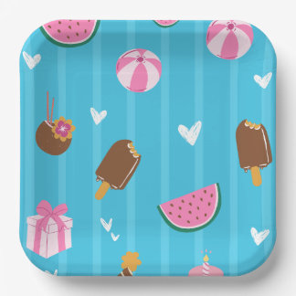 Plato De Papel Placa de papel azul lindo ilustracion