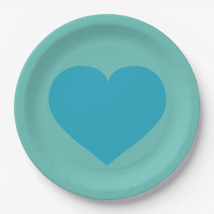 Plato De Papel Placa de papel azul turquesa para el corazón