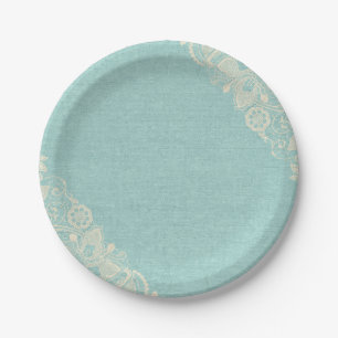 Plato De Papel Placa de papel azul verde azulada elegante