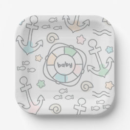 Plato De Papel Placa de papel Baby Ahoy