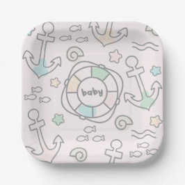 Plato De Papel Placa de papel Baby Ahoy
