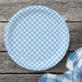 Plato De Papel Placa de papel Baby Blue Gingham