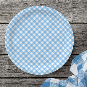 Plato De Papel Placa de papel Baby Blue Gingham