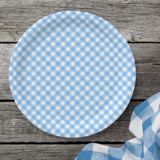 Plato De Papel Placa de papel Baby Blue Gingham (Subido por el creador)