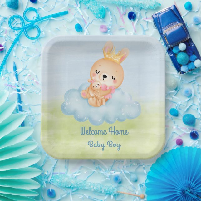 Plato De Papel Placa de papel Baby Boy de bienvenida (Fiesta)