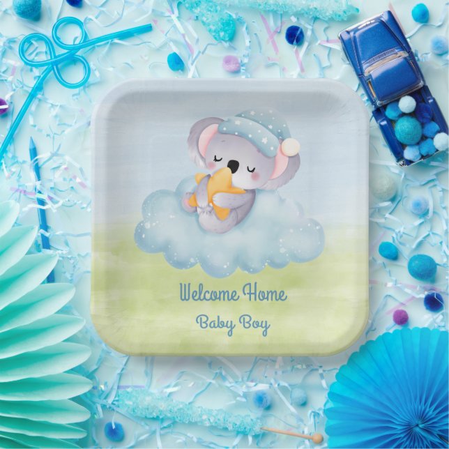 Plato De Papel Placa de papel Baby Boy de bienvenida (Fiesta)