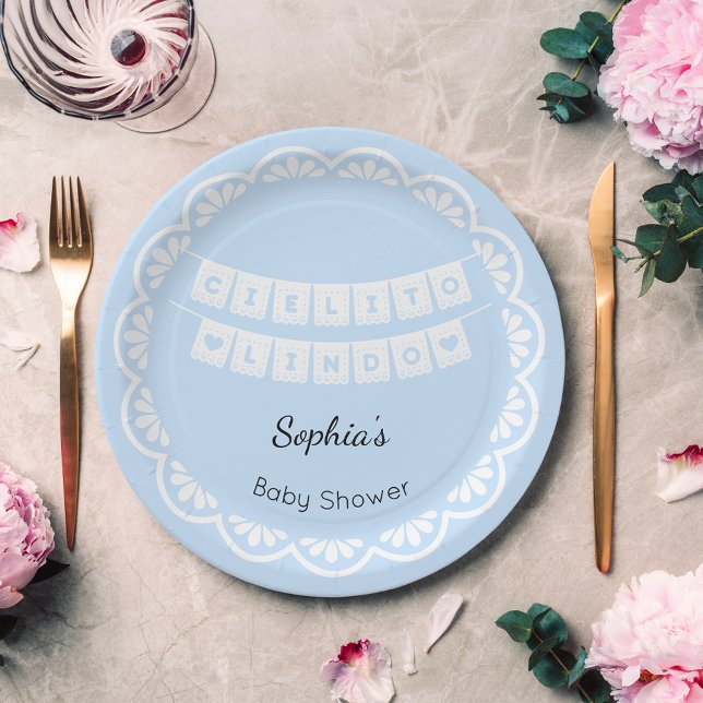 Plato De Papel Placa de papel Baby Shower azul de Cielito Lindo (Subido por el creador)
