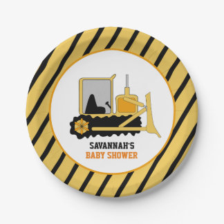 Plato De Papel Placa de papel Baby Shower Bulldozer de construcci
