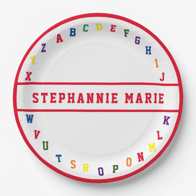Plato De Papel Placa de papel Baby Shower de ABC (Anverso)
