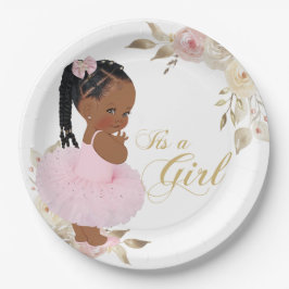 Plato De Papel Placa de papel Baby Shower de Chica africano de or