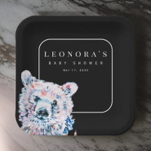 Placa de papel Baby Shower de color marrón de osit