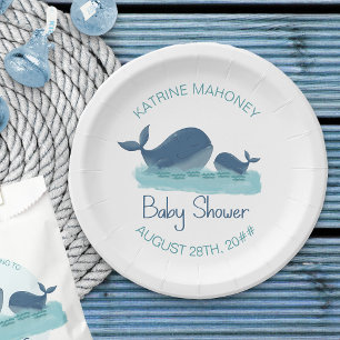 Plato De Papel Placa de papel Baby Shower de Cute de ballena feli