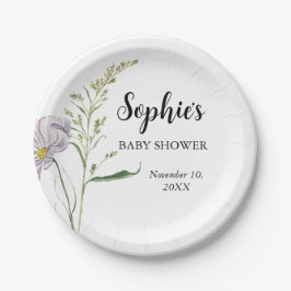Plato De Papel Placa de papel Baby Shower de flores silvestres