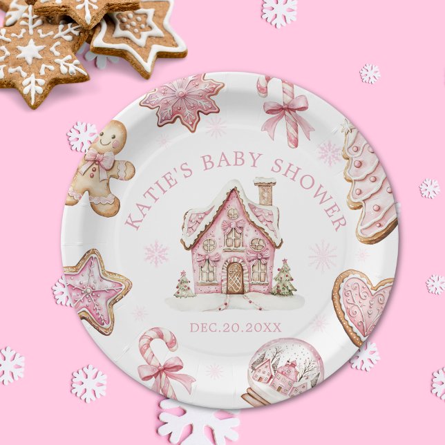 Plato De Papel Placa de papel Baby Shower de galleta rosa de pan  (Subido por el creador)
