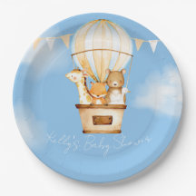 Placa de papel Baby Shower de Hot Air Balloon Boy