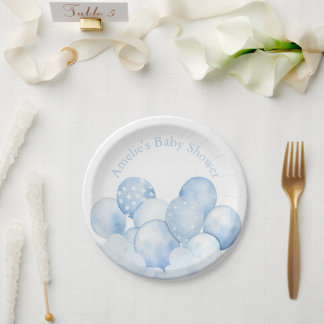 Plato De Papel Placa de papel Baby Shower de los globos azules du
