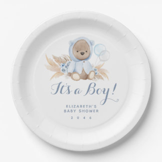 Plato De Papel Placa de papel Baby Shower de oso de boho de pampa