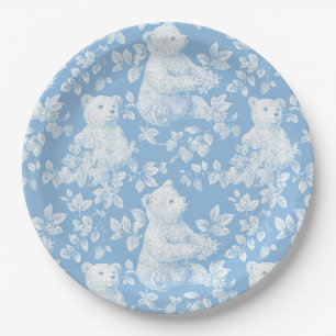 Plato De Papel Placa de papel Baby Shower de oso floral toile fra