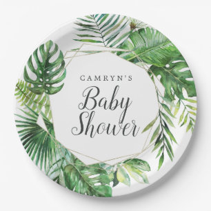 Plato De Papel Placa de papel Baby Shower de palma tropical salva