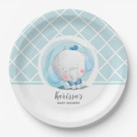 Placa de papel Baby Shower Elephant Boy
