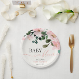 Plato De Papel Placa de papel Baby Shower floral suave